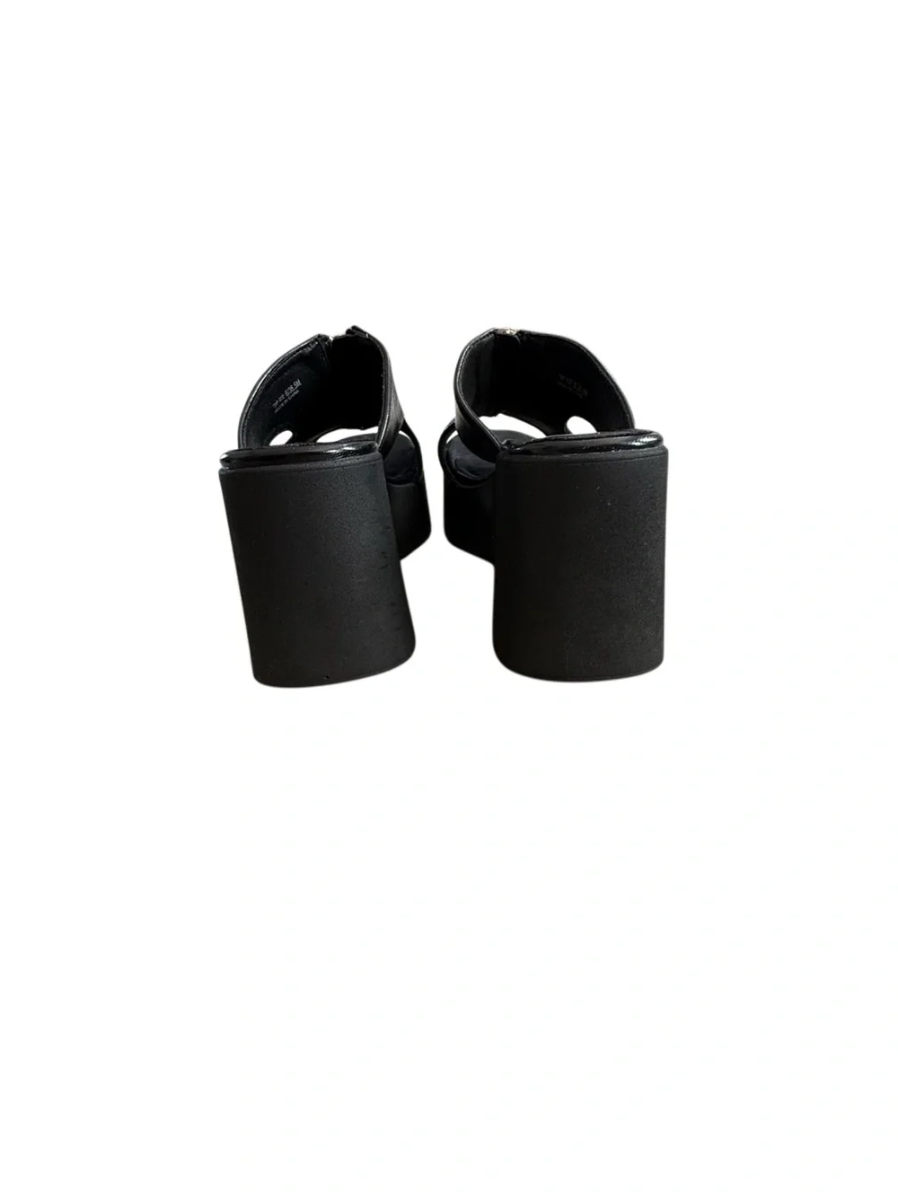 Y2K Chinese Laundry Black Platform Slide Wedges with Front Zip Accent Size 6